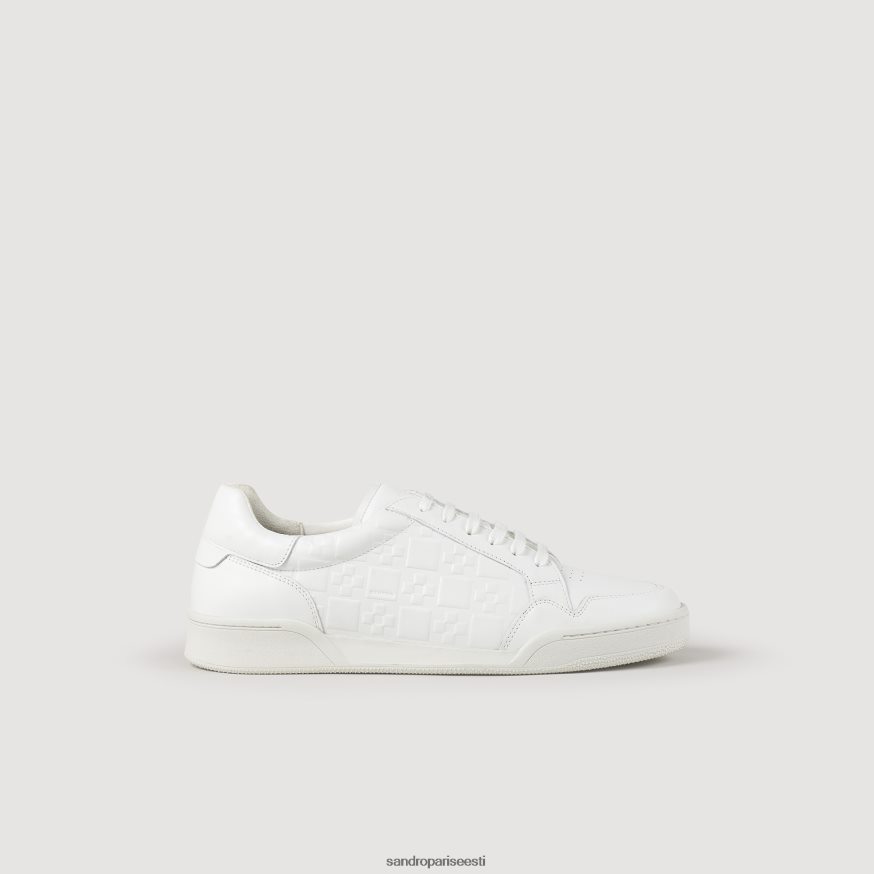 Sandro Paris jalatsid mehed reljeefse kandilise ristiga nahast tossud BN4RF837 valge