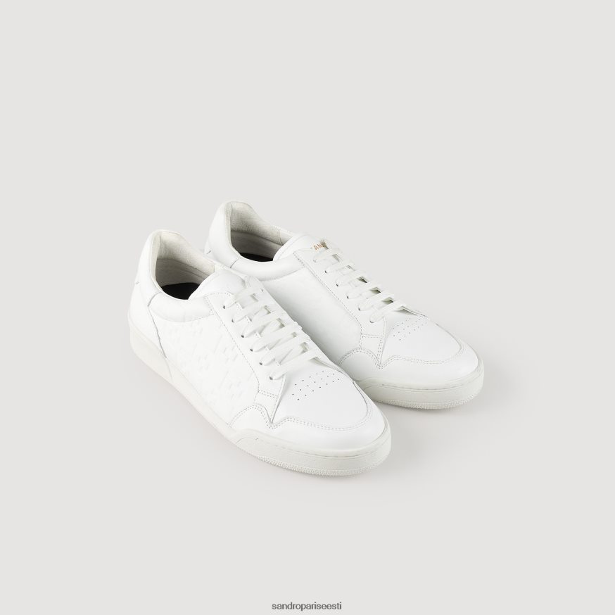 Sandro Paris jalatsid mehed reljeefse kandilise ristiga nahast tossud BN4RF837 valge