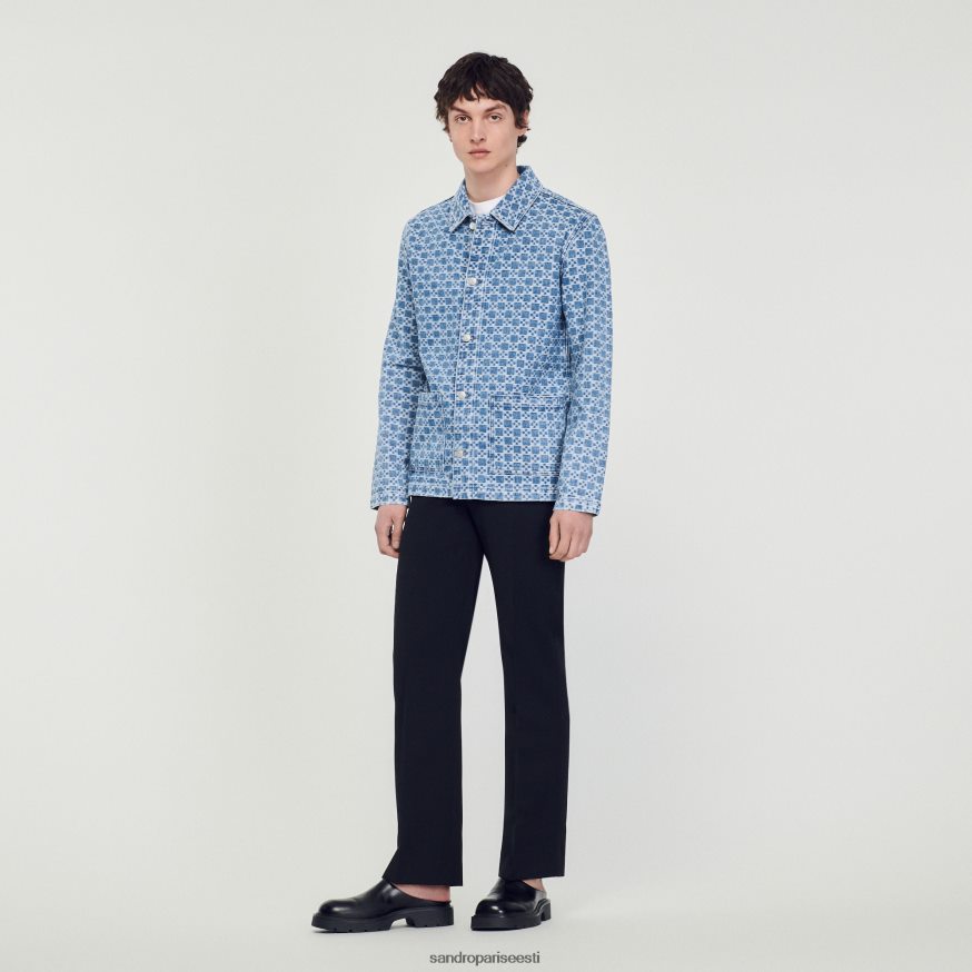 Sandro Paris kehakate mehed kandiline risti teksajakk BN4RF690 vintage sinine