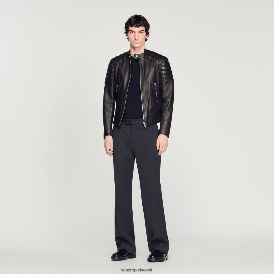 Sandro Paris kehakate mehed tepitud ääristega nahktagi BN4RF637 must