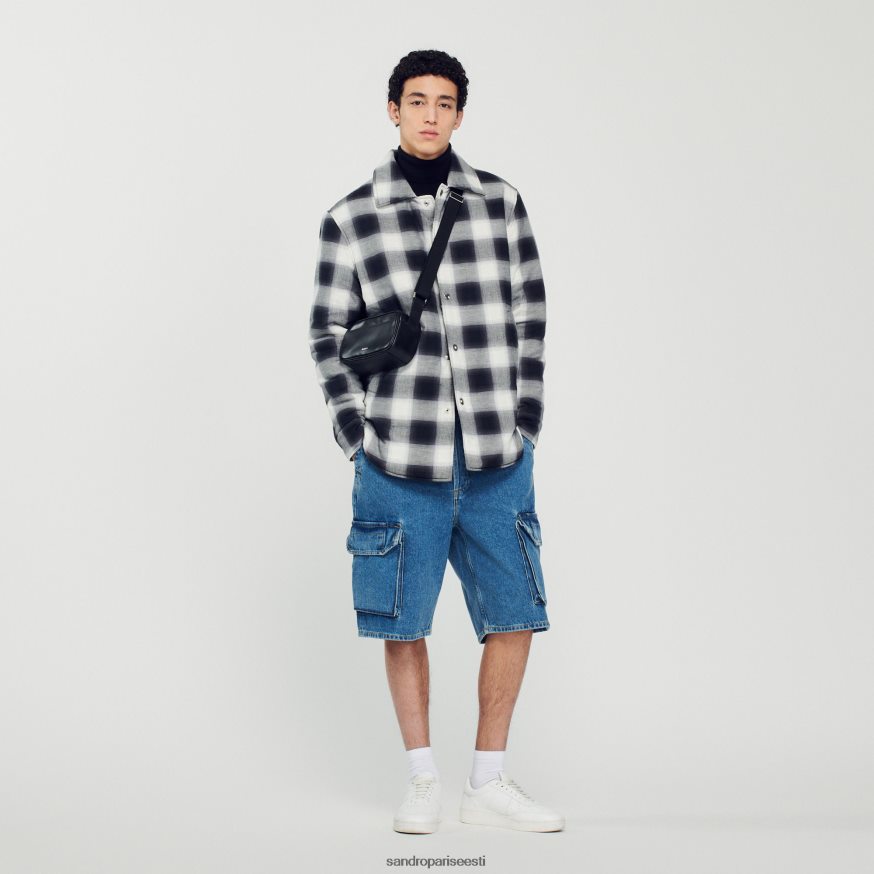 Sandro Paris kehakate mehed tepitud ruuduline jakk BN4RF829 must valge