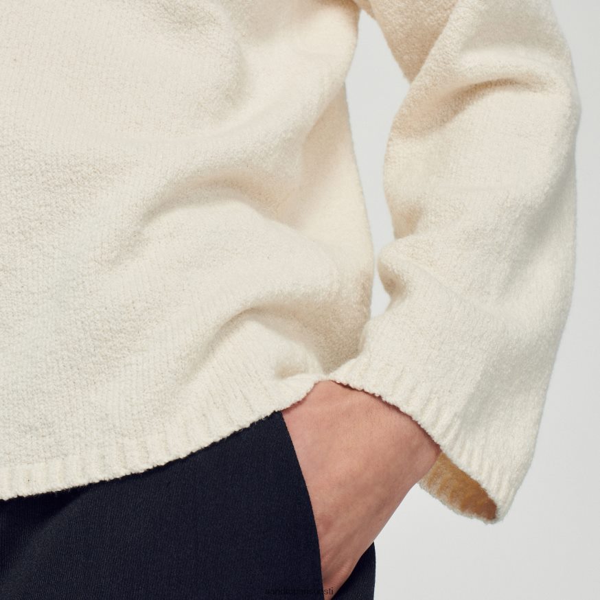 Sandro Paris kehakate mehed boucle kootud kampsun BN4RF764 ekru