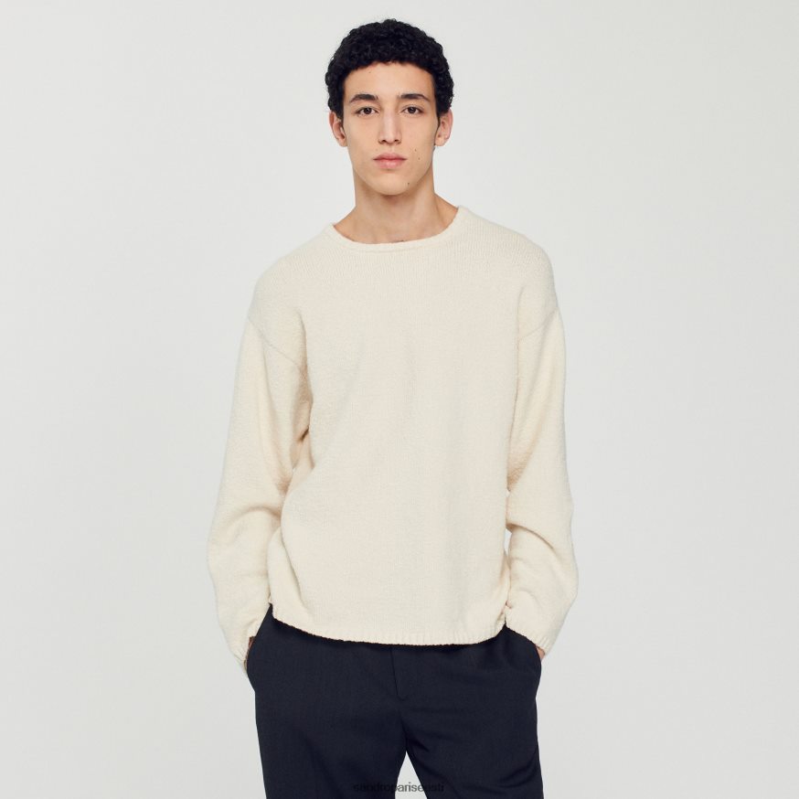 Sandro Paris kehakate mehed boucle kootud kampsun BN4RF764 ekru