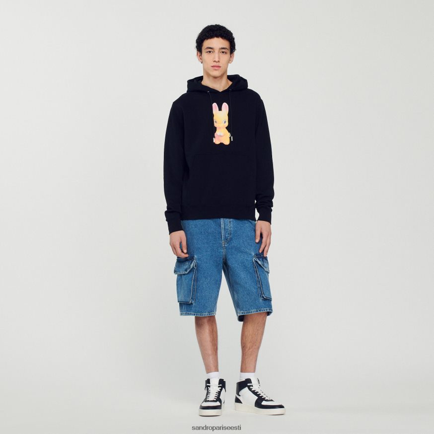 Sandro Paris kehakate mehed küüliku mustriga kapuuts BN4RF731 must