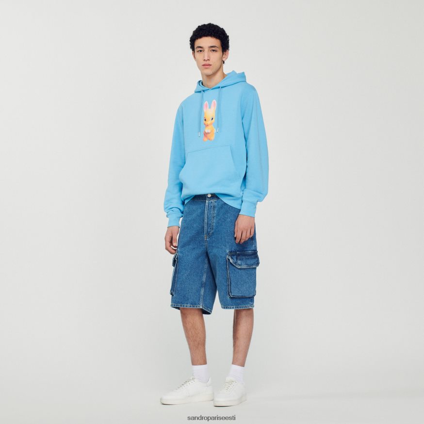 Sandro Paris kehakate mehed küüliku mustriga kapuuts BN4RF800 helesinine