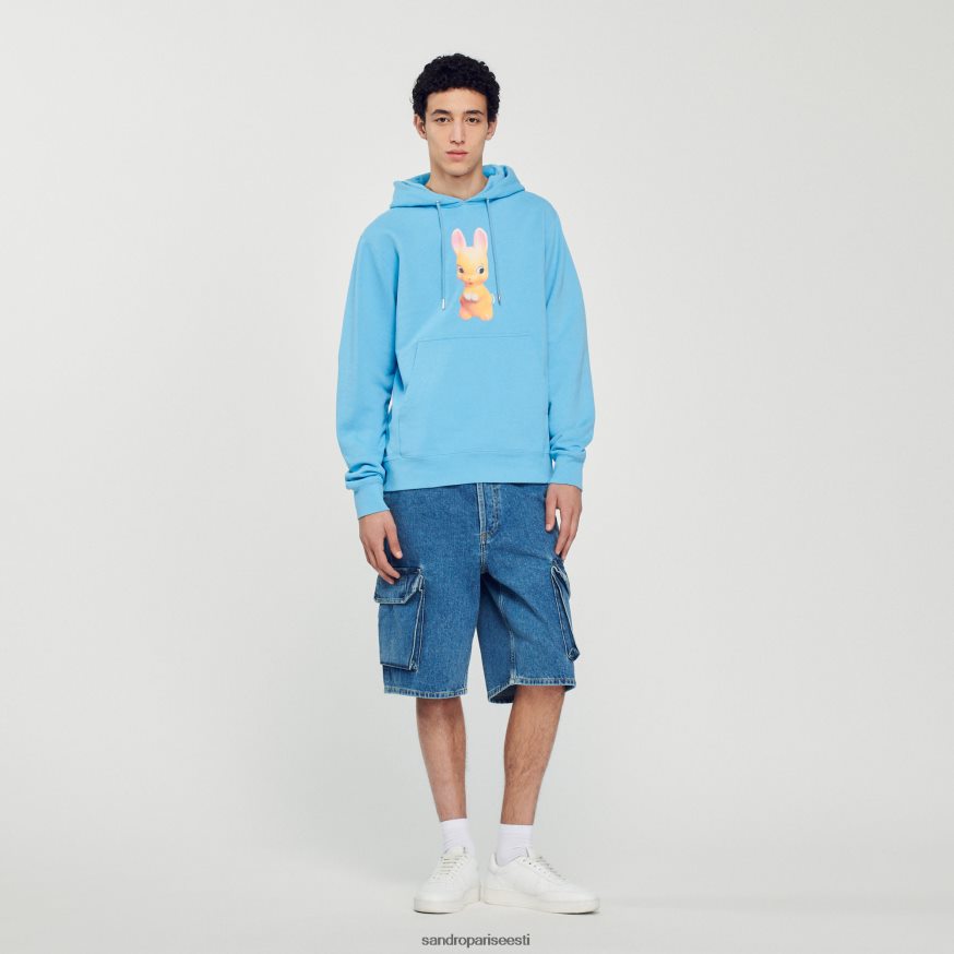 Sandro Paris kehakate mehed küüliku mustriga kapuuts BN4RF800 helesinine