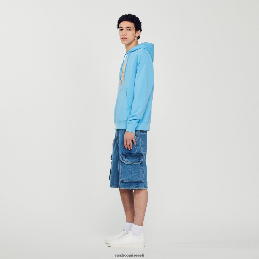 Sandro Paris kehakate mehed küüliku mustriga kapuuts BN4RF800 helesinine