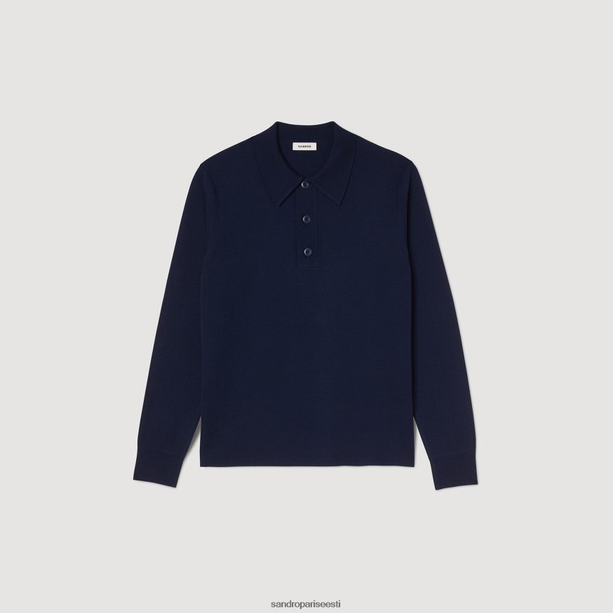 Sandro Paris kehakate mehed kampsun polo kraega BN4RF654 sinine