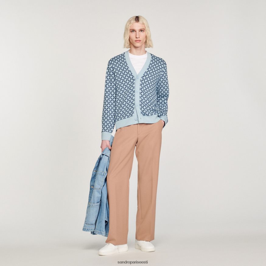 Sandro Paris kehakate mehed kandiline ristiga žakaarkardigan BN4RF735 sinine
