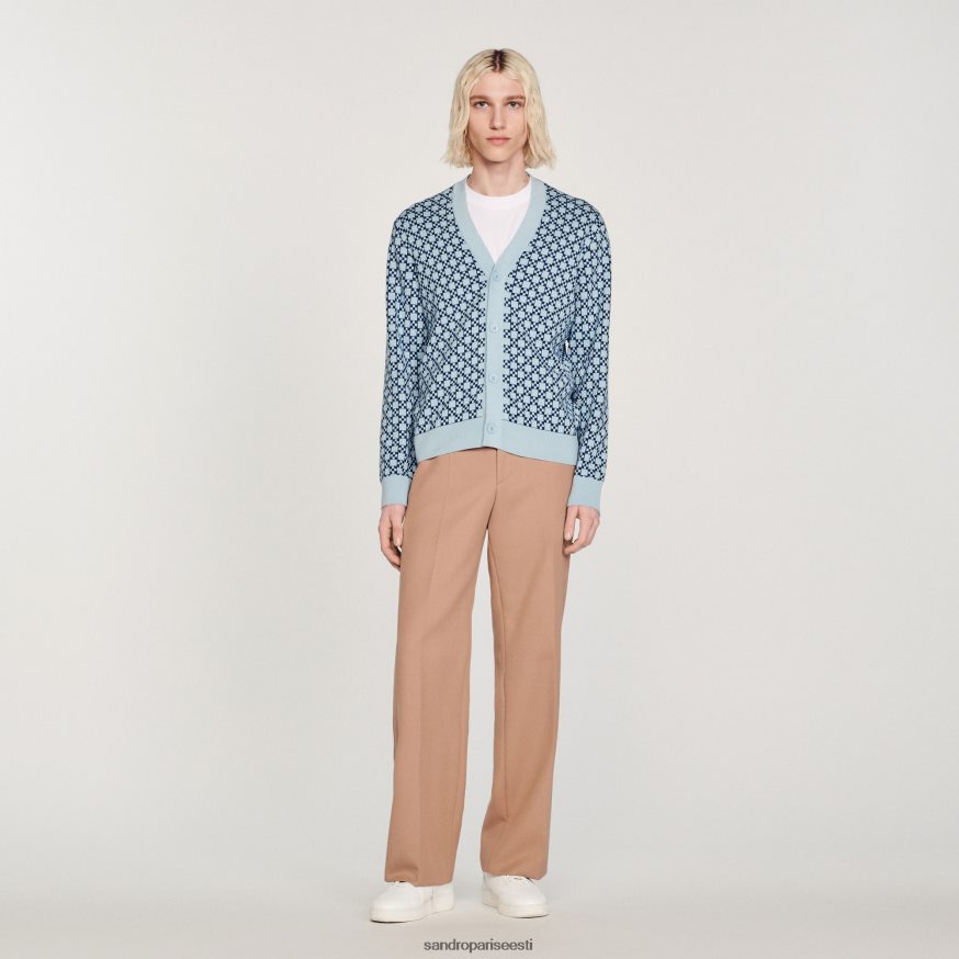 Sandro Paris kehakate mehed kandiline ristiga žakaarkardigan BN4RF735 sinine