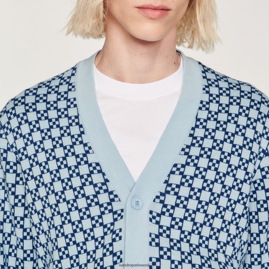 Sandro Paris kehakate mehed kandiline ristiga žakaarkardigan BN4RF735 sinine
