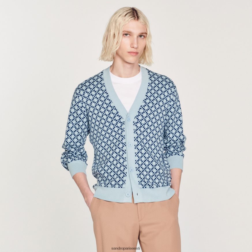 Sandro Paris kehakate mehed kandiline ristiga žakaarkardigan BN4RF735 sinine