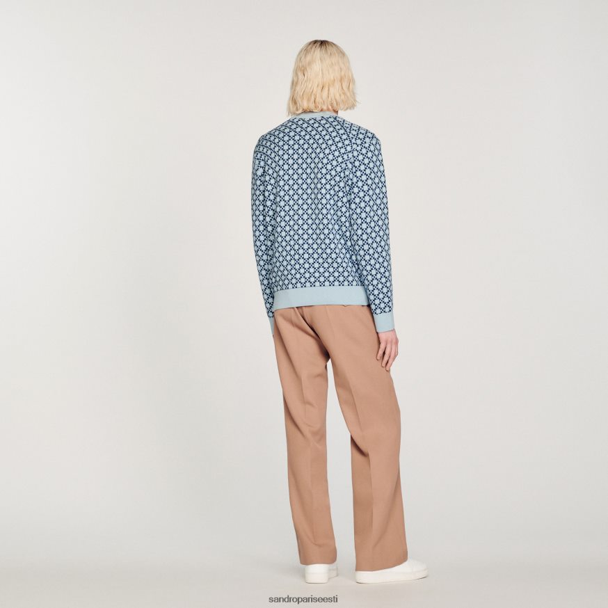 Sandro Paris kehakate mehed kandiline ristiga žakaarkardigan BN4RF735 sinine