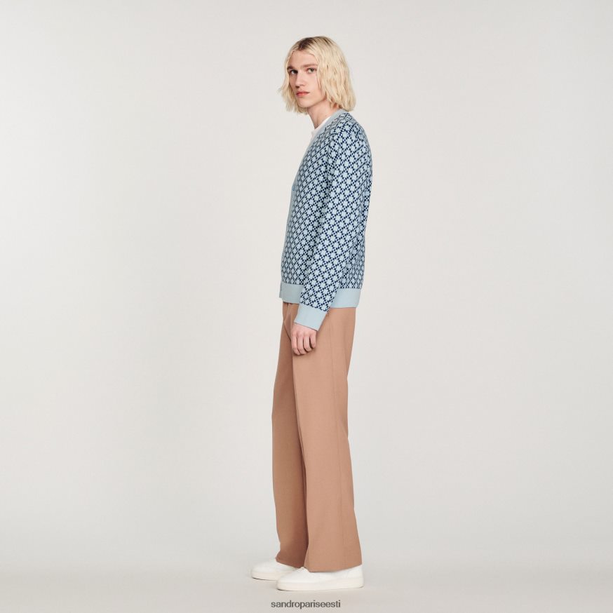 Sandro Paris kehakate mehed kandiline ristiga žakaarkardigan BN4RF735 sinine