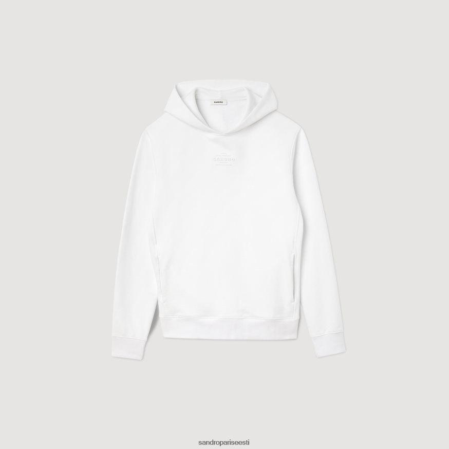 Sandro Paris kehakate mehed kapuutsiga kummist logoga dressipluus BN4RF788 valge