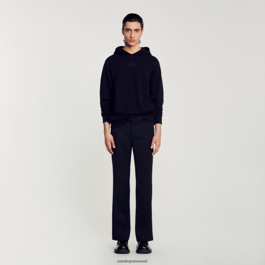 Sandro Paris kehakate mehed kapuutsiga kummist logoga dressipluus BN4RF789 must