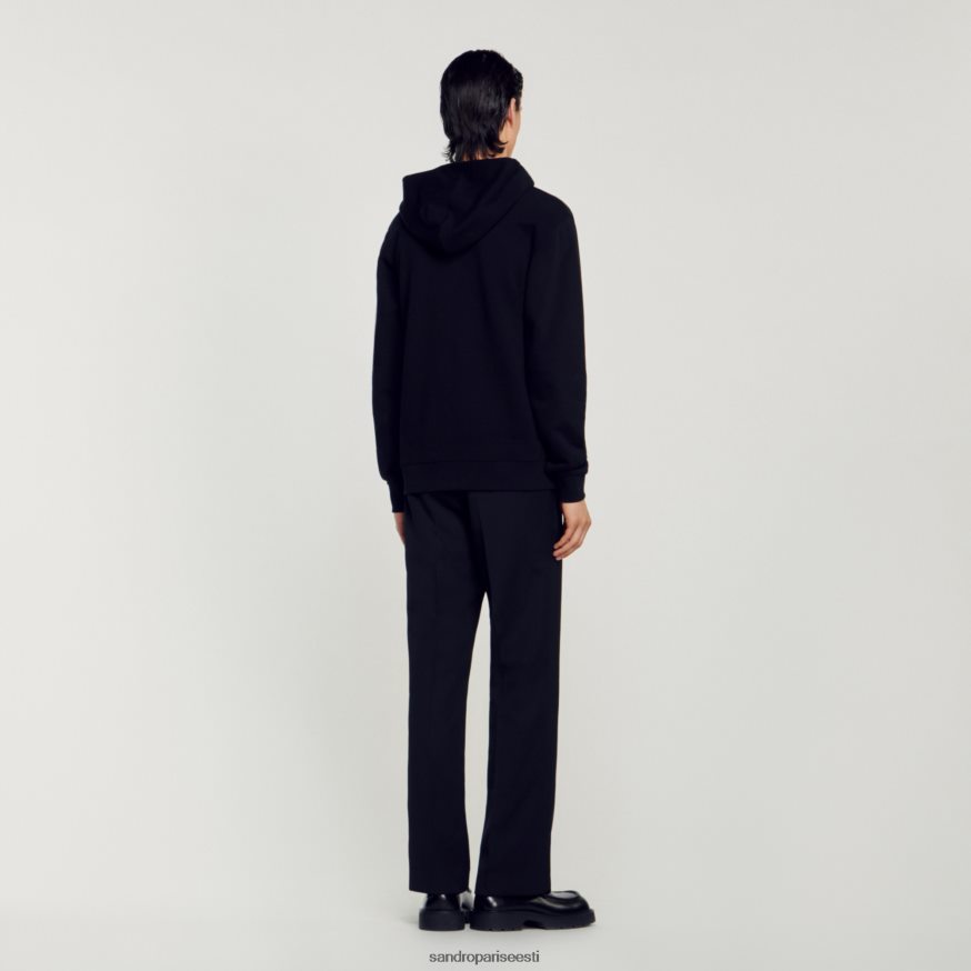 Sandro Paris kehakate mehed kapuutsiga kummist logoga dressipluus BN4RF789 must