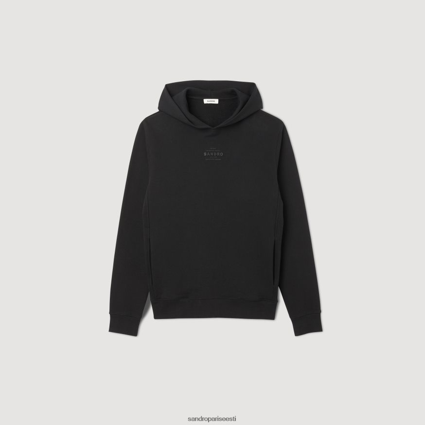 Sandro Paris kehakate mehed kapuutsiga kummist logoga dressipluus BN4RF789 must