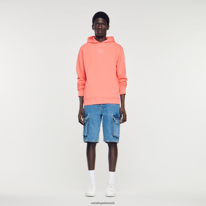 Sandro Paris kehakate mehed kapuutsiga kummist logoga dressipluus BN4RF790 üks värv