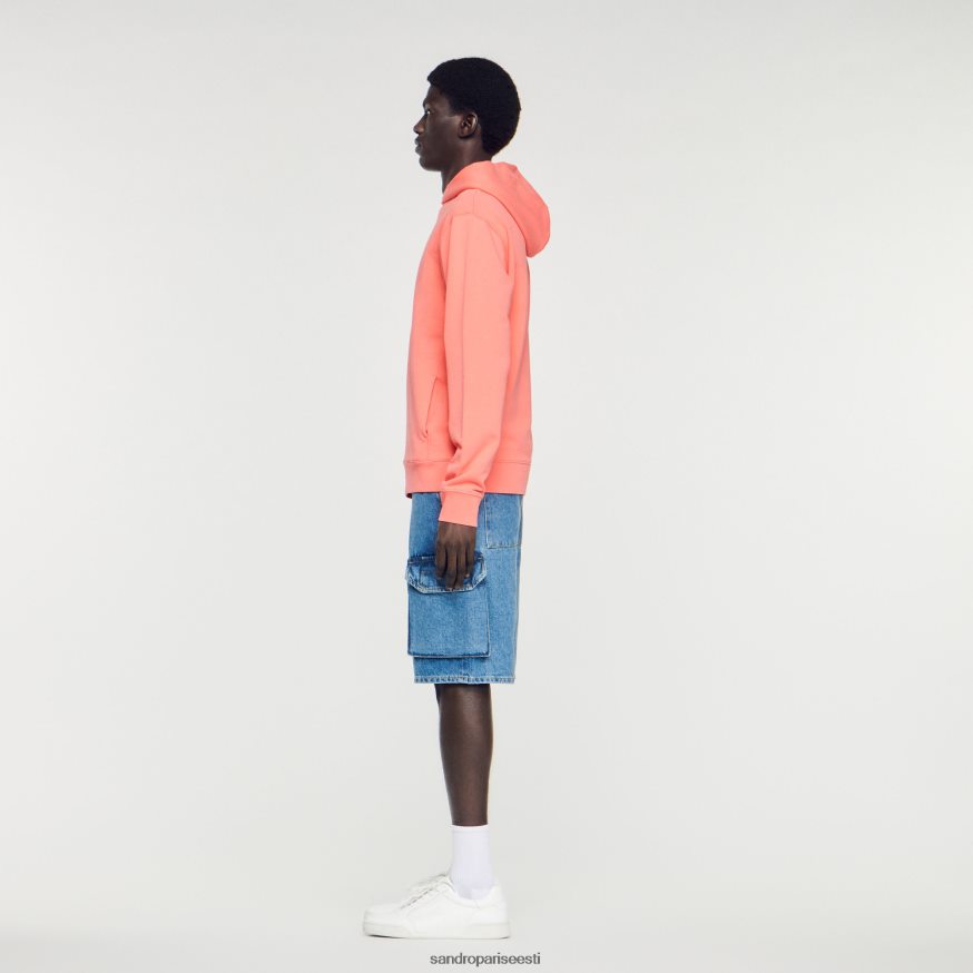 Sandro Paris kehakate mehed kapuutsiga kummist logoga dressipluus BN4RF790 üks värv