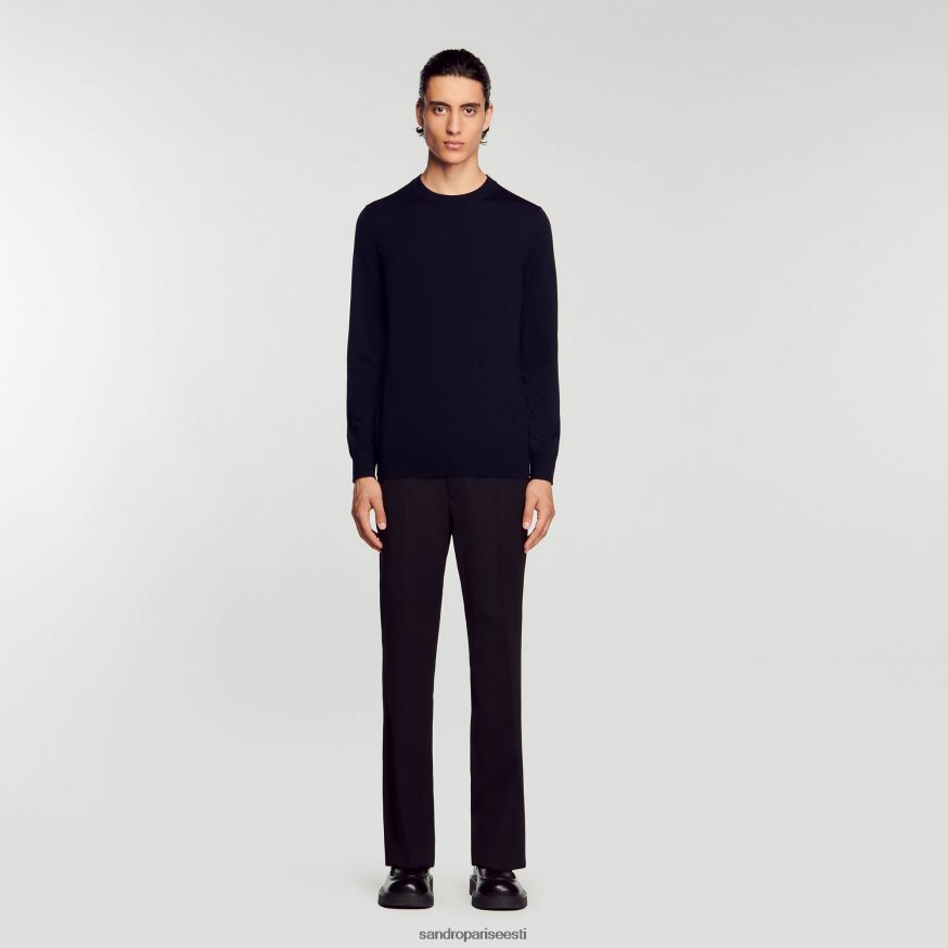 Sandro Paris kehakate mehed kootud meriino kampsun BN4RF670 mereväe sinine