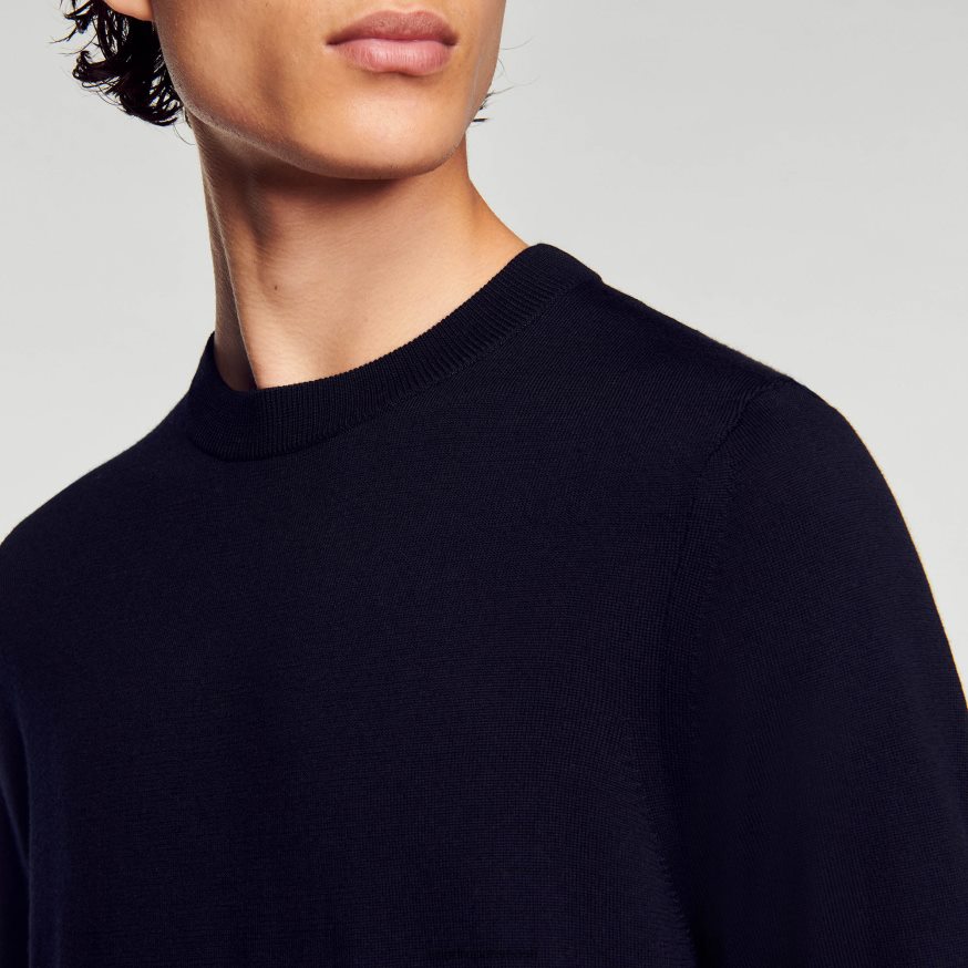 Sandro Paris kehakate mehed kootud meriino kampsun BN4RF670 mereväe sinine