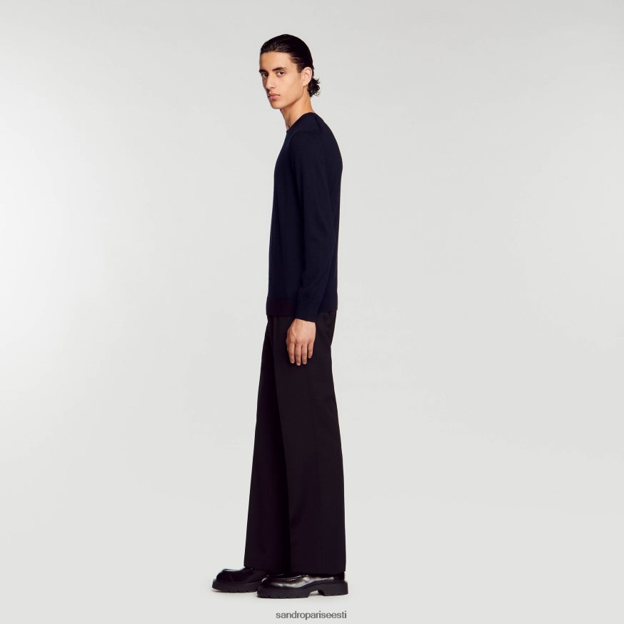 Sandro Paris kehakate mehed kootud meriino kampsun BN4RF670 mereväe sinine