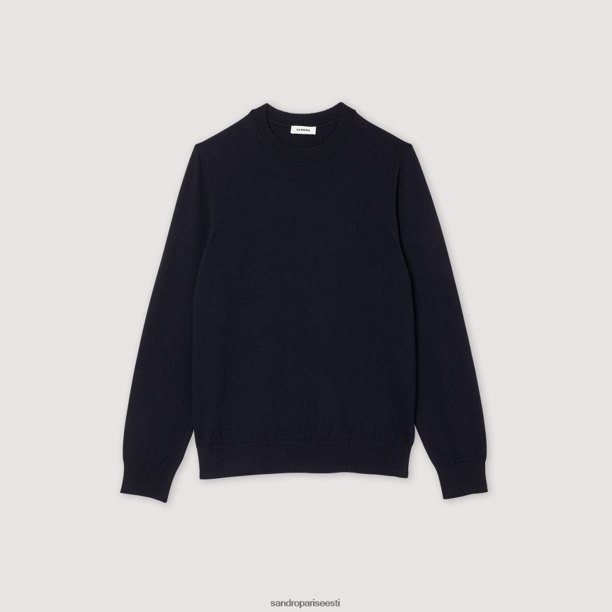 Sandro Paris kehakate mehed kootud meriino kampsun BN4RF670 mereväe sinine