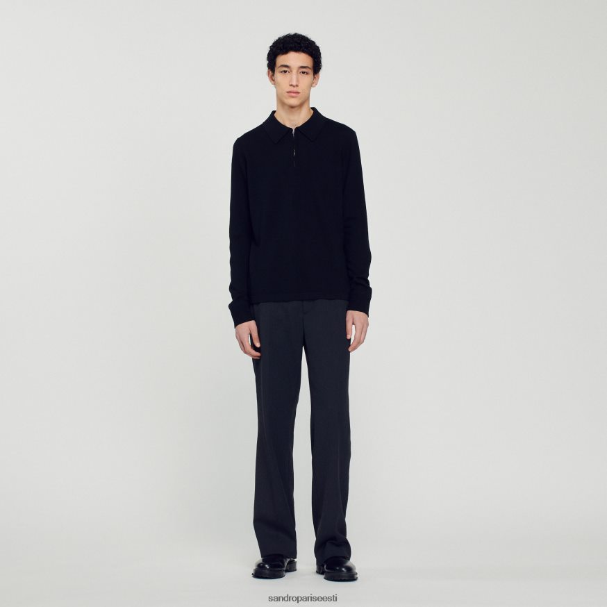 Sandro Paris kehakate mehed kootud polo kampsun BN4RF643 must