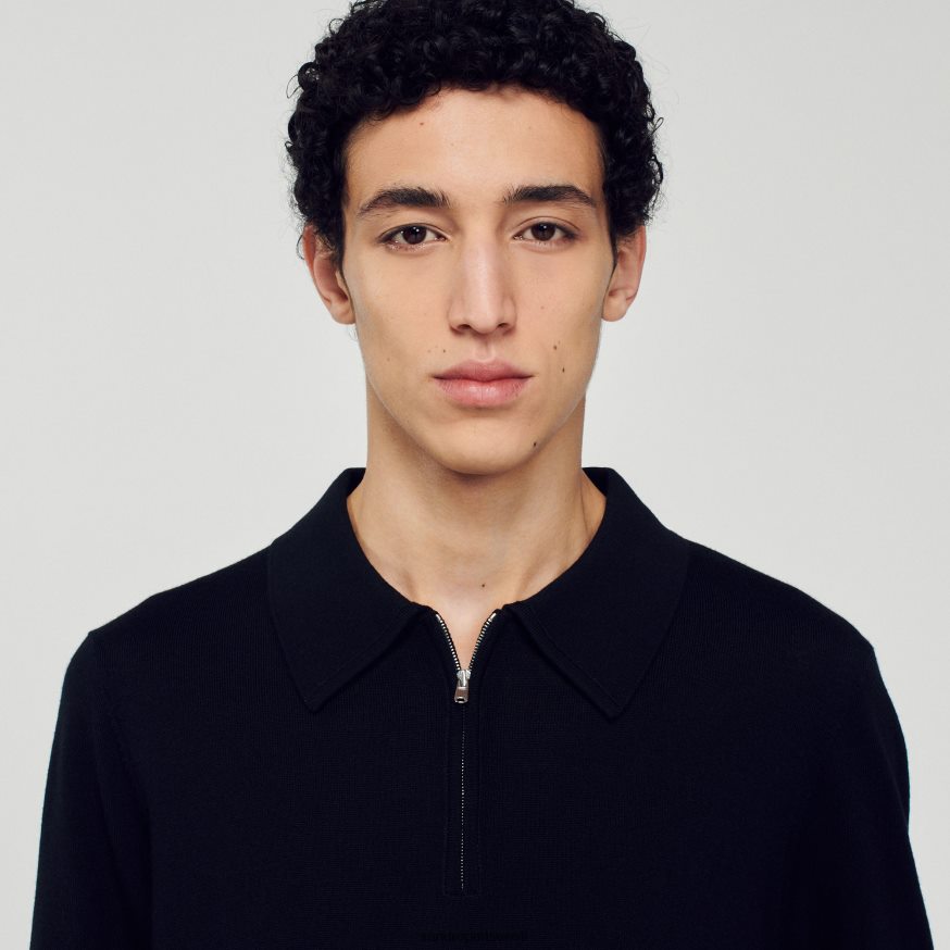 Sandro Paris kehakate mehed kootud polo kampsun BN4RF643 must