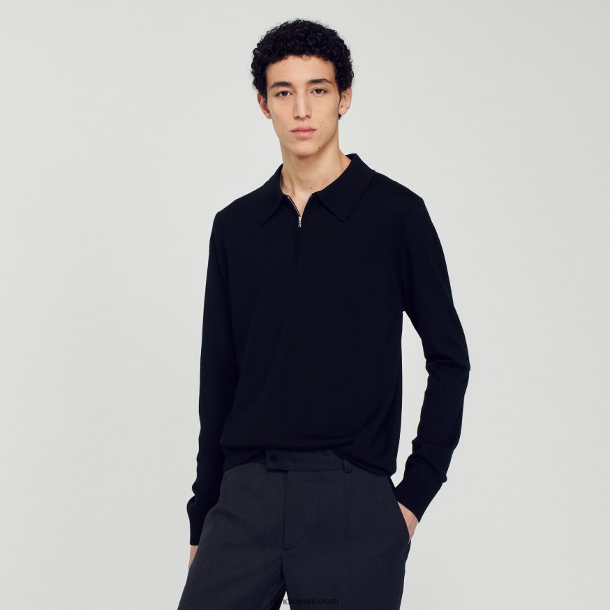 Sandro Paris kehakate mehed kootud polo kampsun BN4RF643 must