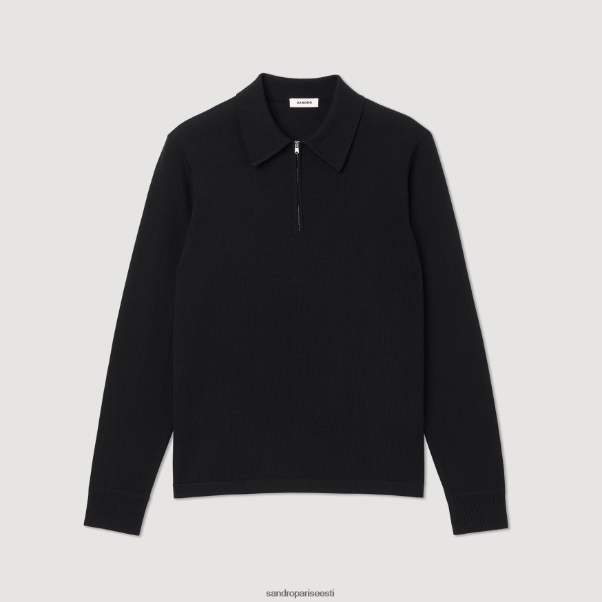 Sandro Paris kehakate mehed kootud polo kampsun BN4RF643 must