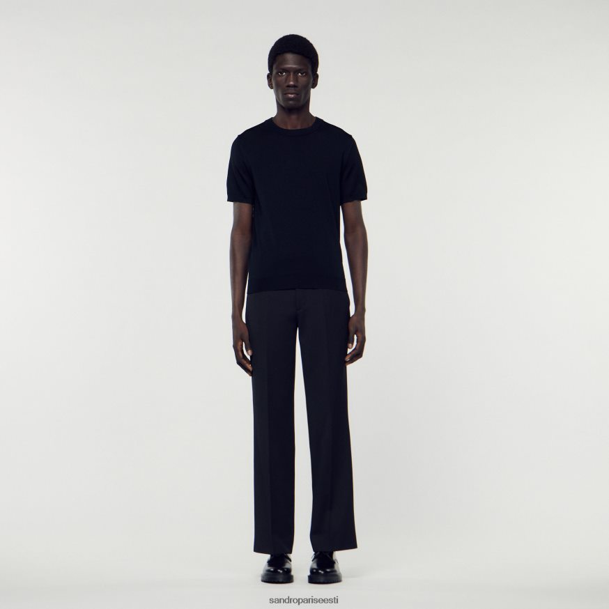 Sandro Paris kehakate mehed kootud t-särk BN4RF698 must