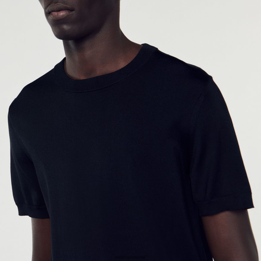 Sandro Paris kehakate mehed kootud t-särk BN4RF698 must