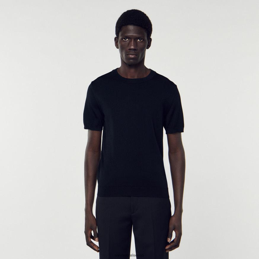 Sandro Paris kehakate mehed kootud t-särk BN4RF698 must