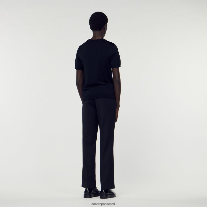 Sandro Paris kehakate mehed kootud t-särk BN4RF698 must