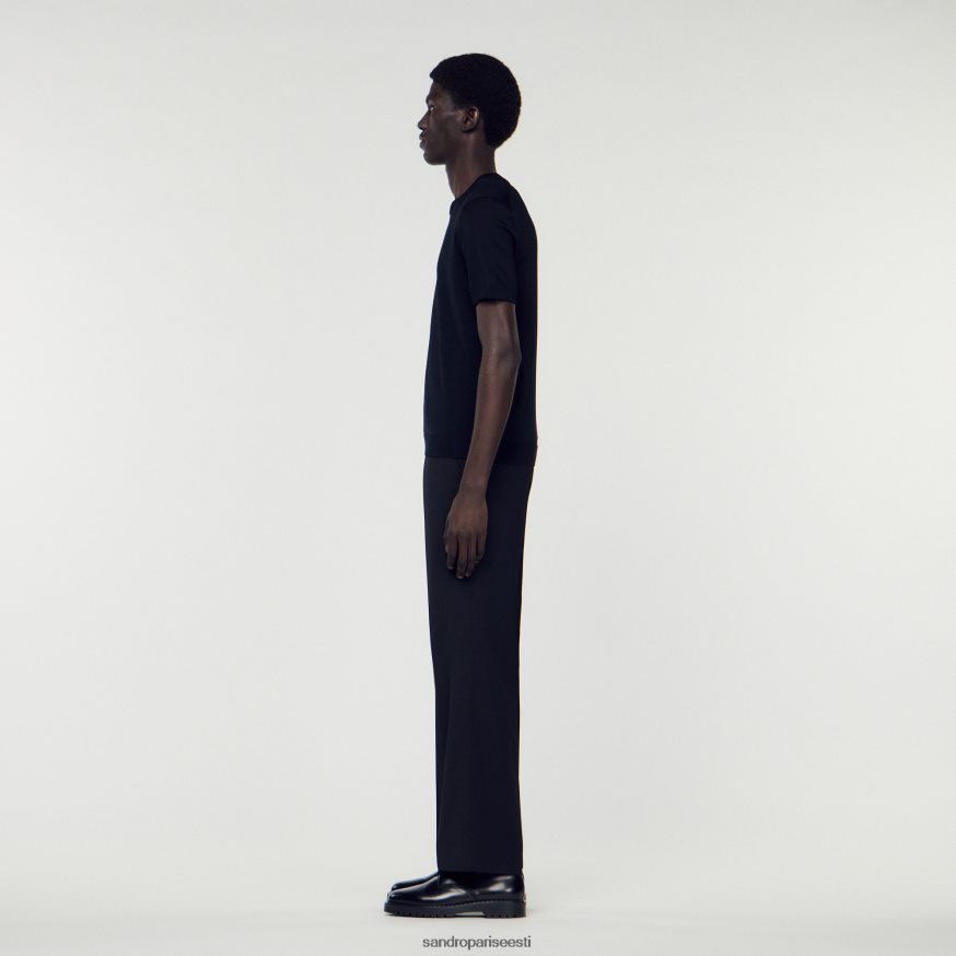 Sandro Paris kehakate mehed kootud t-särk BN4RF698 must