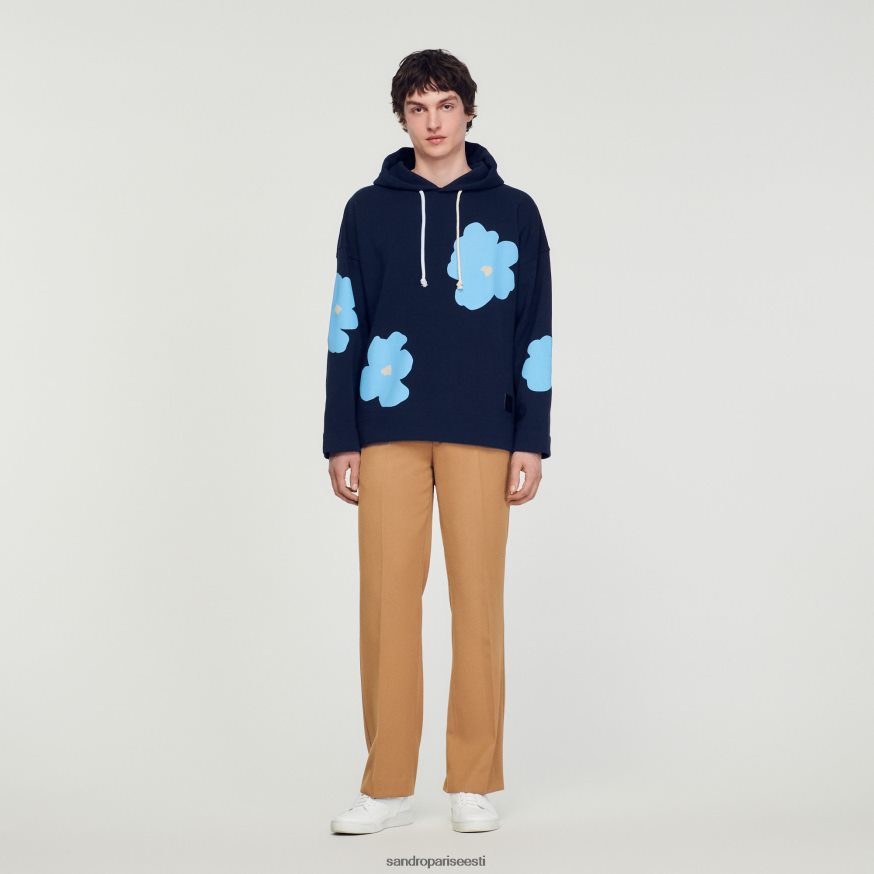 Sandro Paris kehakate mehed lillemustriga kapuuts BN4RF703 mereväe sinine