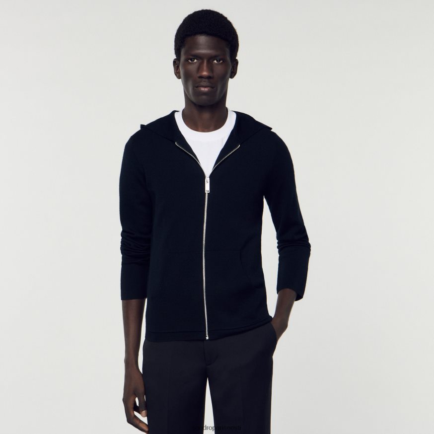 Sandro Paris kehakate mehed lukuga kardigan kapuutsiga BN4RF672 must