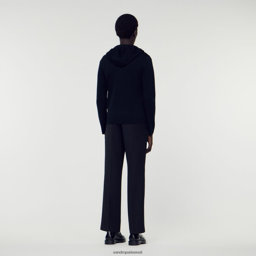 Sandro Paris kehakate mehed lukuga kardigan kapuutsiga BN4RF672 must