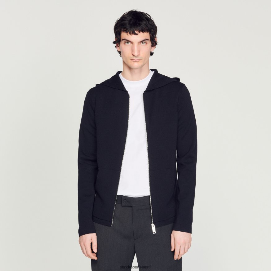 Sandro Paris kehakate mehed lukuga kardigan kapuutsiga BN4RF673 mereväe sinine