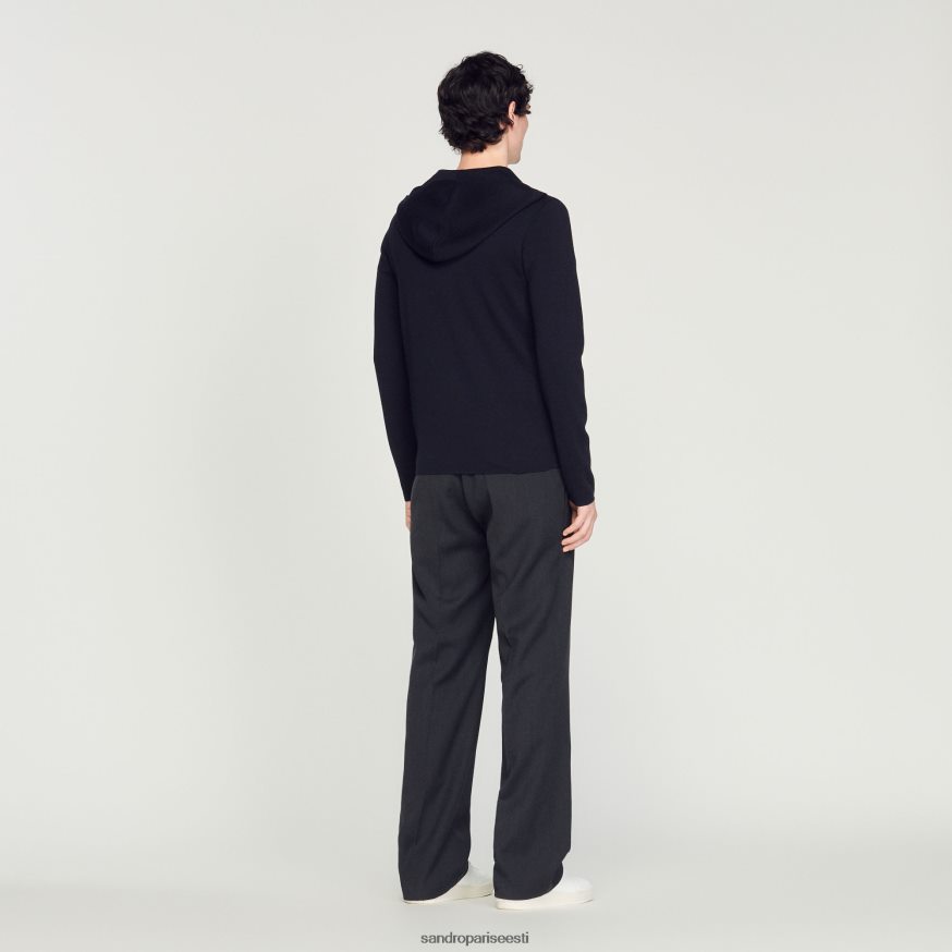 Sandro Paris kehakate mehed lukuga kardigan kapuutsiga BN4RF673 mereväe sinine