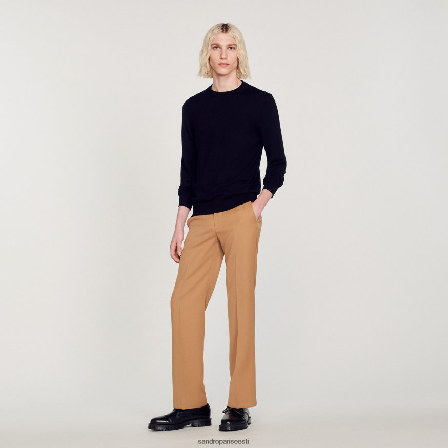 Sandro Paris kehakate mehed peene kootud villane kampsun BN4RF636 mereväe sinine