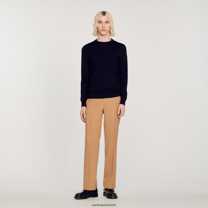 Sandro Paris kehakate mehed peene kootud villane kampsun BN4RF636 mereväe sinine