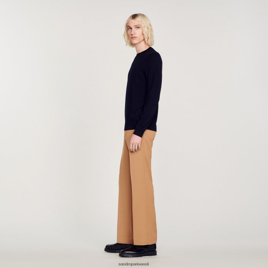 Sandro Paris kehakate mehed peene kootud villane kampsun BN4RF636 mereväe sinine