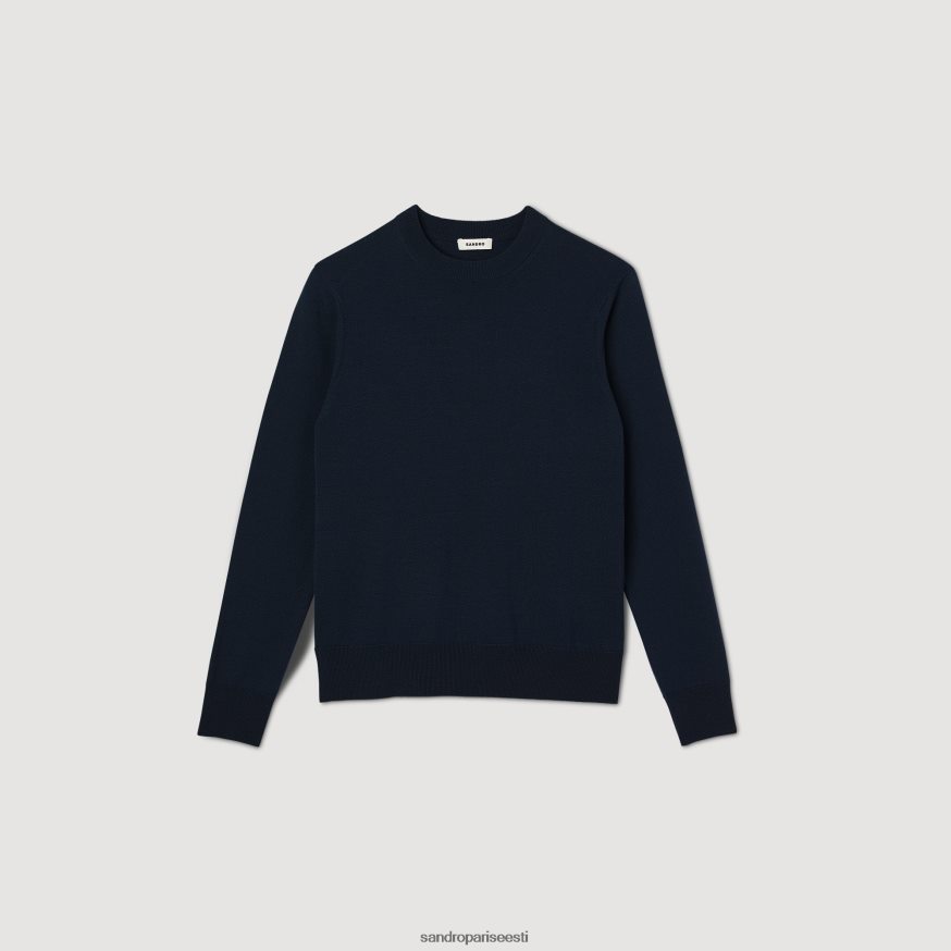 Sandro Paris kehakate mehed peene kootud villane kampsun BN4RF636 mereväe sinine