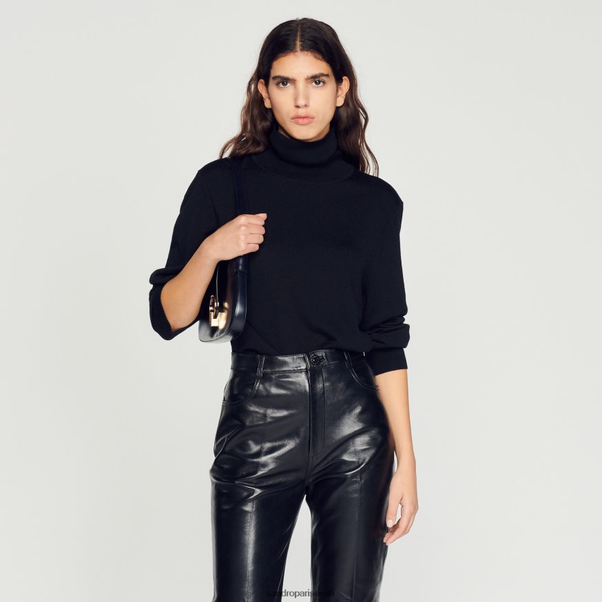 Sandro Paris kehakate mehed rullikaelusega villane kampsun BN4RF674 must