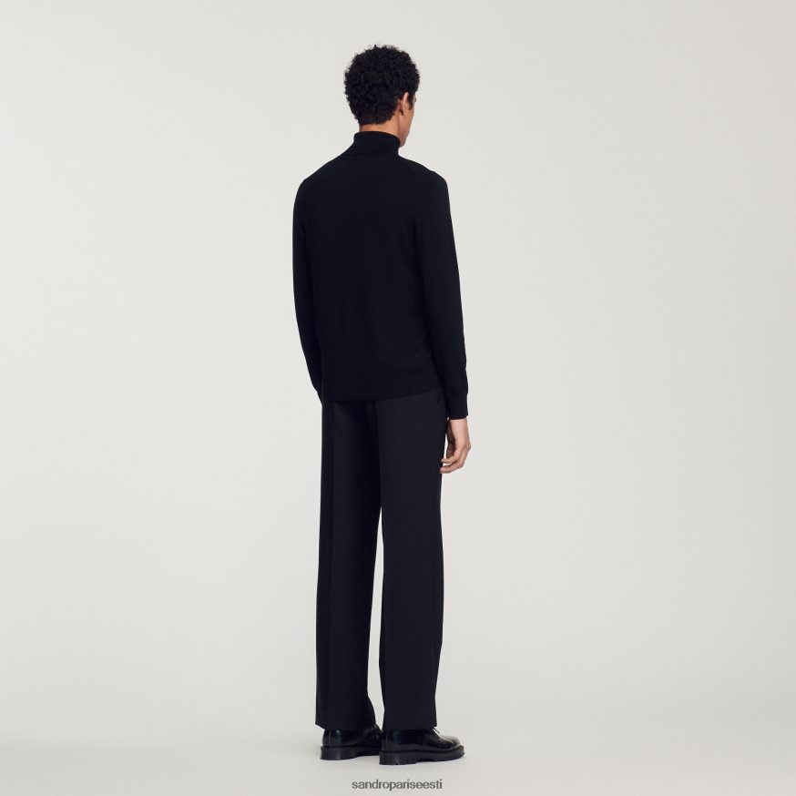 Sandro Paris kehakate mehed rullikaelusega villane kampsun BN4RF674 must