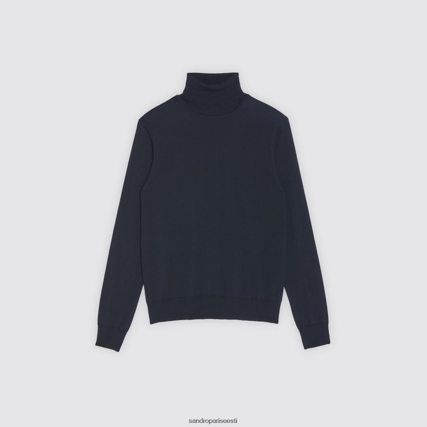 Sandro Paris kehakate mehed rullikaelusega villane kampsun BN4RF675 mereväe sinine