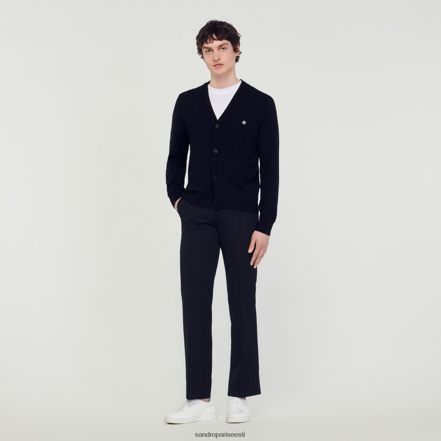 Sandro Paris kehakate mehed ruudukujulise ristplekiga kardigan BN4RF746 must